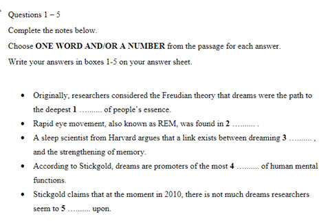 ielts reading note completion example